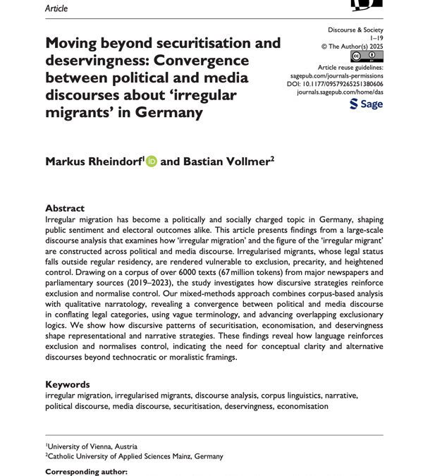 Moving beyond securitisation and deservingness: Convergence between political and media discourses about ‘irregular migrants’ in Germany