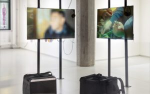 Image form the video installation of the exposotion rerouting by Alicja Rogalska